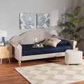 Baxton Studio Chaise Classic and Traditional Light Grey Fabric and Natural Brown Finished Wood Twin Size Daybed 220-12856-ZORO